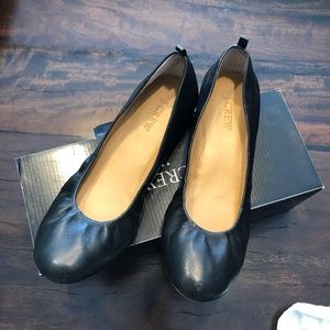 J. Crew Black Leather Ballerina Flats